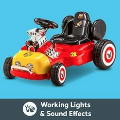 Promo 👏 Kid Trax Disney Kids Mickey Roadster Racer Go-Cart Ride On Toy, 6 Volt, Kids 3-5 Years Old, Max Weight 55 Lbs, Single Rider, Battery And Charger Included, Re 😉 -Scooters & Equipment Sales 51rETkupiRL