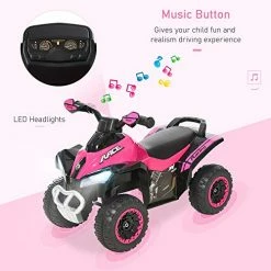 Deals ⌛ Aosom NO Power Ride On Push Car For Kids 4 Wheels Foot-to-Floor Sliding Walking ATV Toy With Music And Light For 18-36 Months, Pink ✔️ -Scooters & Equipment Sales 51zjHZnCAiL