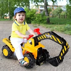 Best Sale ⭐ Costzon Kids Ride On Construction Excavator, Outdoor Digger Scooper Tractor Toy W/Safety Helmet, Rocks, Horn, Underneath Storage, Moving Forward/Backward, Pretend Play Ride On Truck (Excavator) 😍 -Scooters & Equipment Sales 61LyNtQdF0L