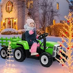 Flash Sale ⭐ Nasitip Kids Ride On Tractor With Green Trailer & Remote Control, 12V Toddler Battery With Slow Start 7LED Headlights USB Music Player 2+1 Gear Shift, Green Trailer, 35W/ EVA Tire (611-greenG35) 🤩 -Scooters & Equipment Sales 61QqShoj0vL