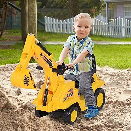 Outlet โ๏ธ HOMCOM Ride On Excavator Pull Cart, Kids Digger Ride On Truck With Horn, Under Seat Storage, Sit And Scoot Pretend Play Toy Construction Car For Ages 3 Years Old ๐ 3 Outlet โ๏ธ HOMCOM Ride On Excavator Pull Cart, Kids Digger Ride On Truck With Horn, Under Seat Storage, Sit And Scoot Pretend Play Toy Construction Car For Ages 3 Years Old ๐